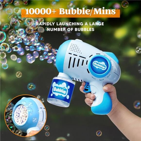 2 Packs Bubble Guns with 4 Bottles Solution, 8 Holes Light Up Automatic - Picture 4 of 7